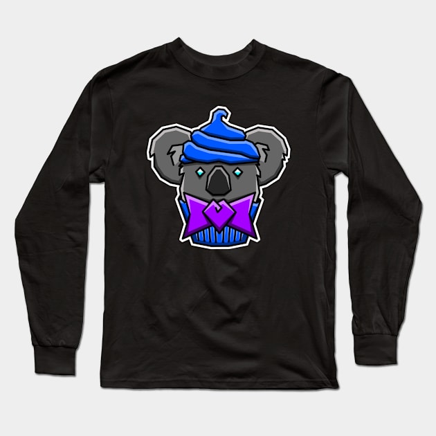 Cute Koala Cupcake with Blue Icing and a Purple Bow Tie Gift - Koala Long Sleeve T-Shirt by Bleeding Red Paint